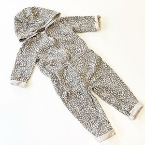 Carter's animal print half zip baby girls jumpsuit with hood